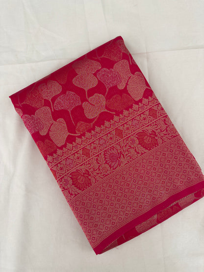 Rani Pink Soft Kanjeevaram Styles Zari Designer Saree