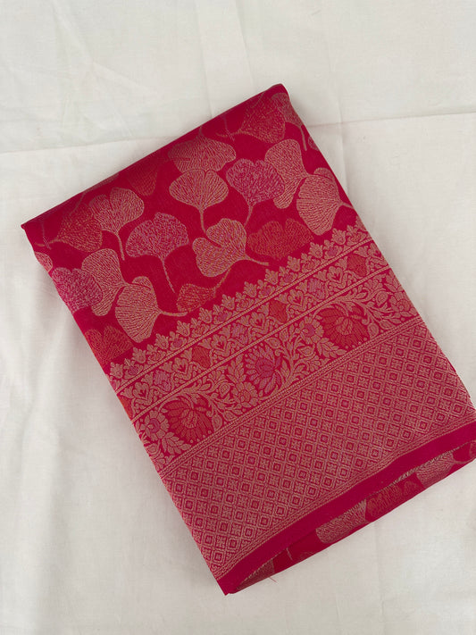 Rani Pink Soft Kanjeevaram Styles Zari Designer Saree