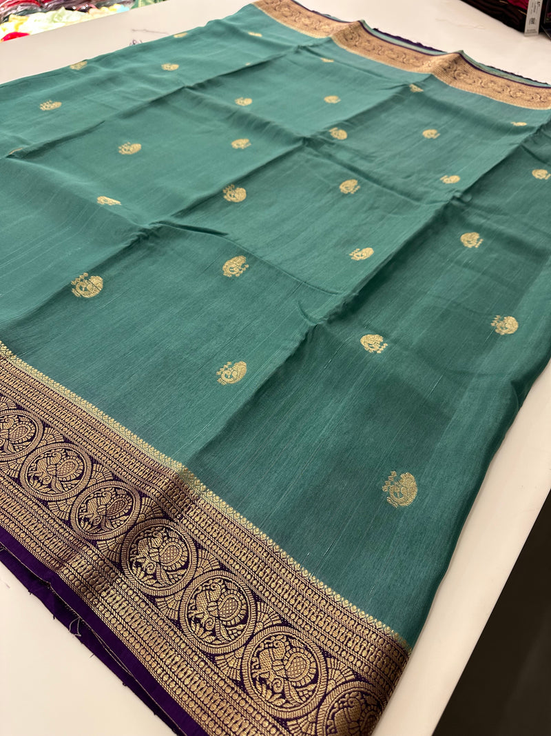 Tussar Fancy Saree in New Contrast Borders🌹- AU-17
