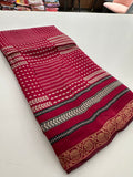 Soft Lightweight Printed Cotton Saree - Maroon Abstract Print - AU27