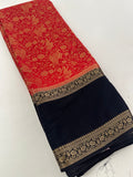 Red x Black Banarasi Crape Brocade(PreBooking Only) 7-10 Days Shipment.