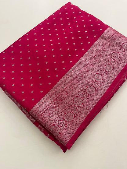 Banarsi Crape Silver Butties