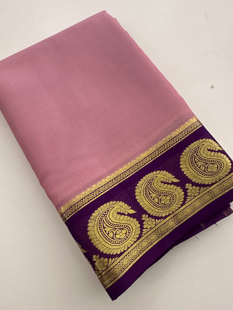 80 GSM Pure Mysore Crape Silk Saree- Silk Mark Certified 🦋-JU29