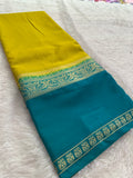 Crepe Silk Sarees in Gold weaving and Big Bentex Border,, comes in checkered pattern and contrast blouse piece 🌹