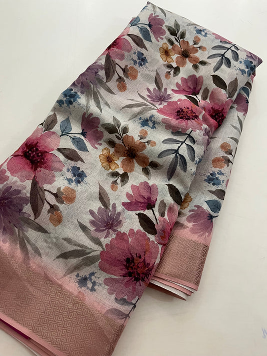 Ju7 Digital soft cotton printed saree