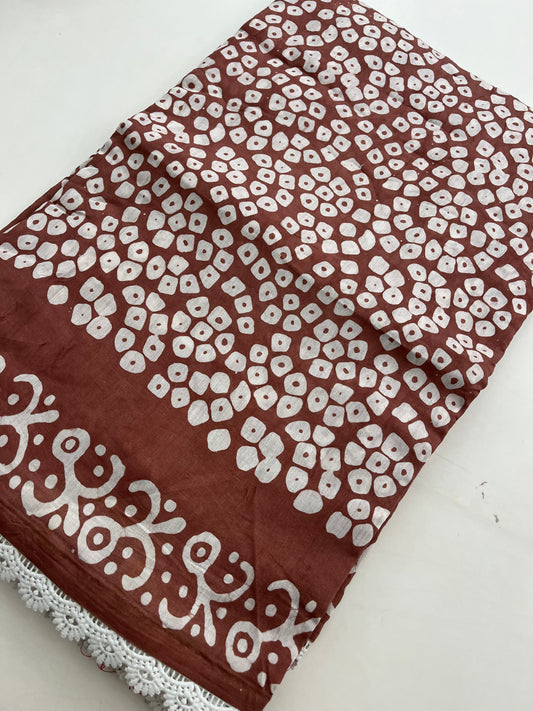 Fancy Soft Cotton Saree With Extra White chikankari Blouse