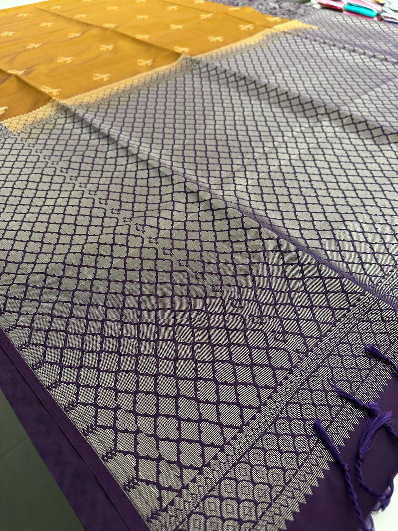 New Semi Soft silk Sarees From Kanchi in beatiful Borders-JU20