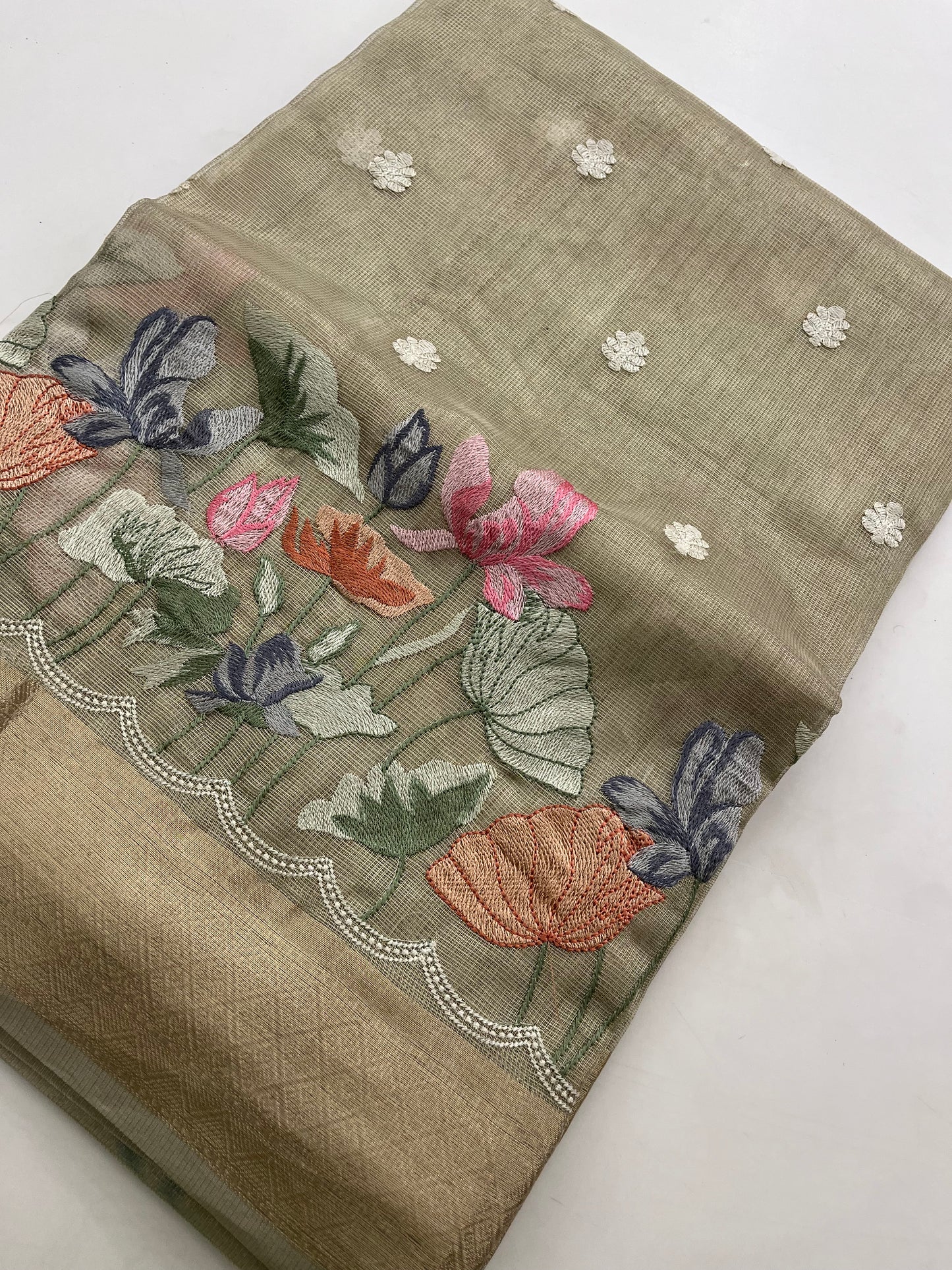 Organza Tissue With Embroidery  Silk