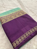 Crepe Silk Sarees in Gold weaving and Big Bentex Border,, comes in checkered pattern and contrast blouse piece 🌹