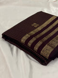 Brown Semi Mysore Silk Checks Saree with Butta - AU13