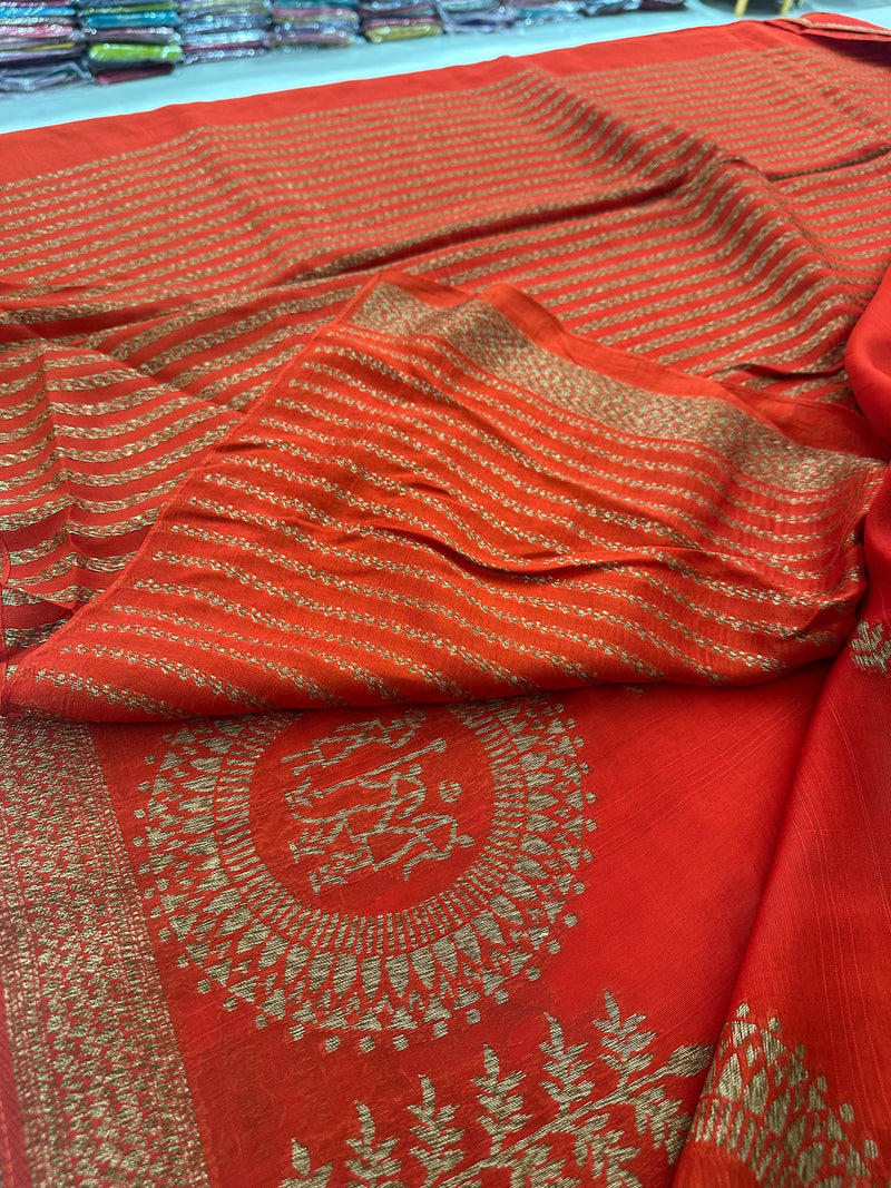 Jute Tussar Designer Sarees beautiful colour combinations🌹-AU9