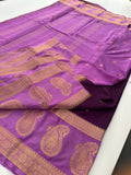 Vintage Semi Crepe Silk Saree with contrast butti blouse and mango border-Au15
