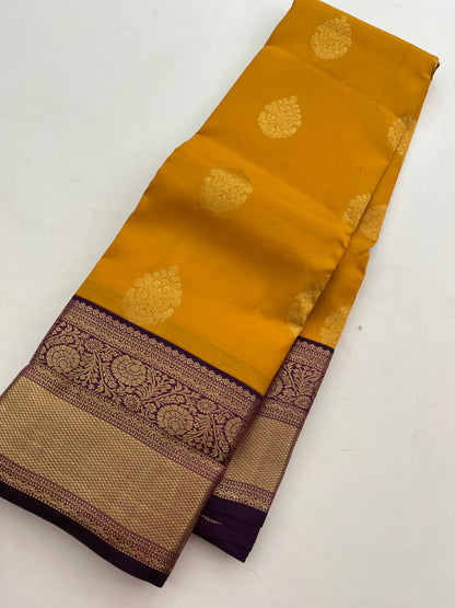 Mango Yellow X purple Puremix silk saree