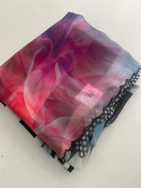 Organza Chiffon Fancy Saree-J9
