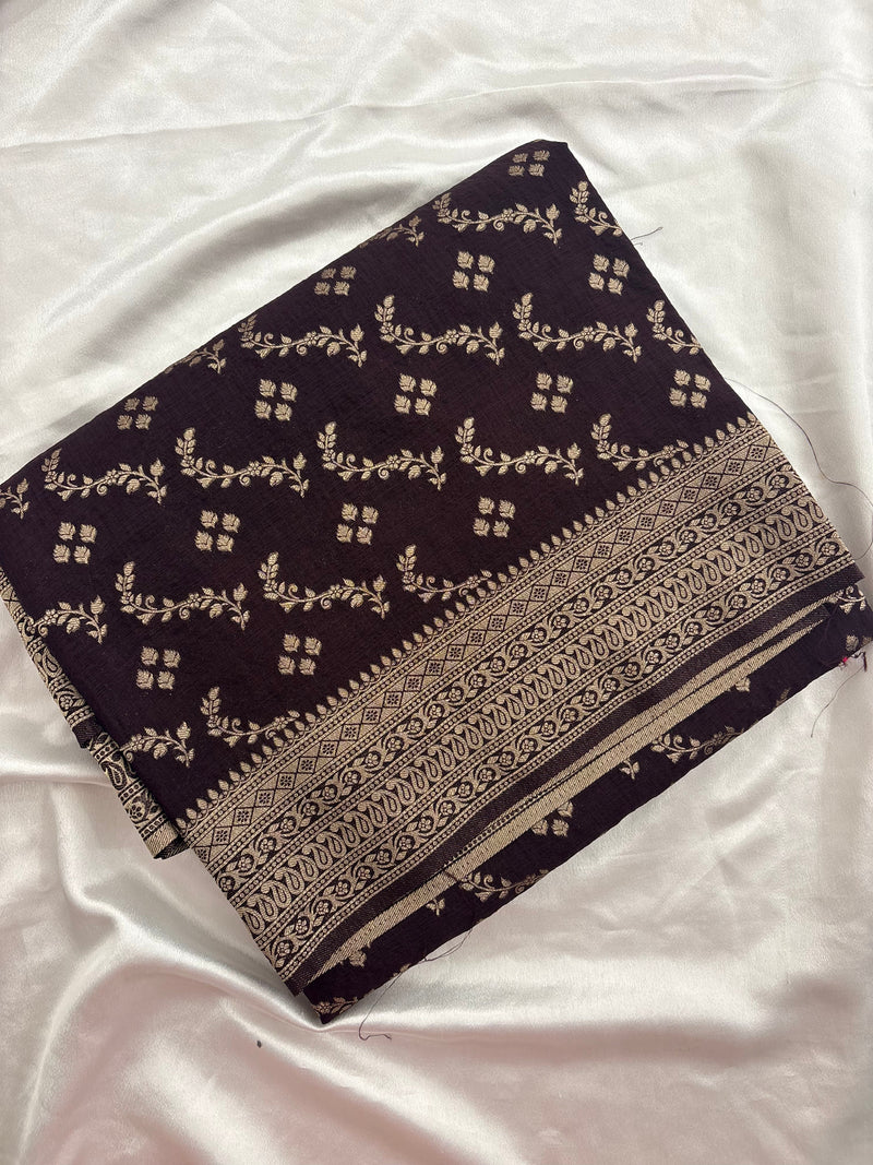 Rust Heritage Linen Designer Saree with Butta Design 🌹-AU2