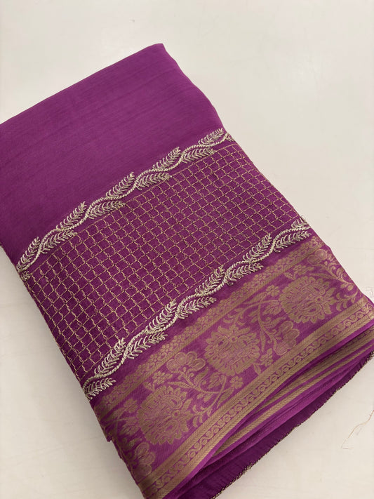 Designer soft Chinnon full embroidery