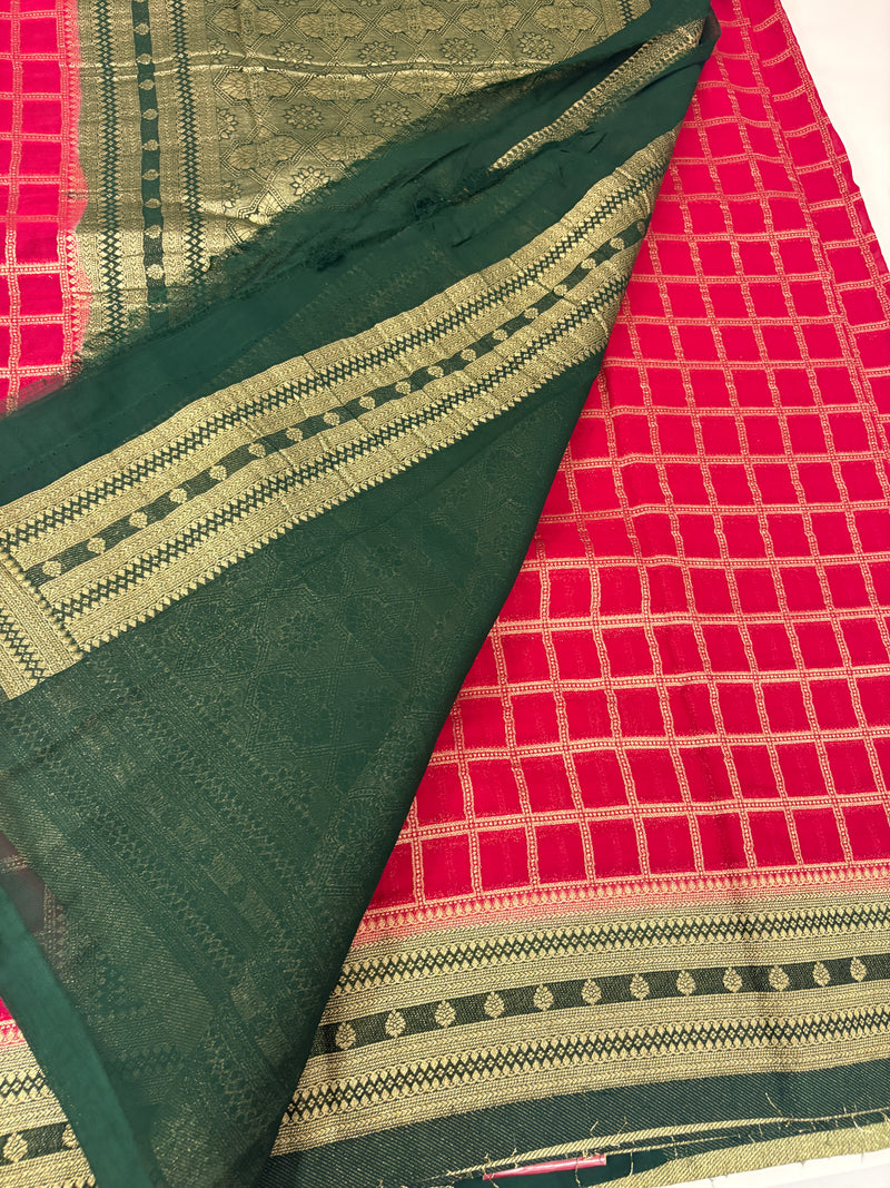CHERRY RED GEORGETTE SAREE-J17
