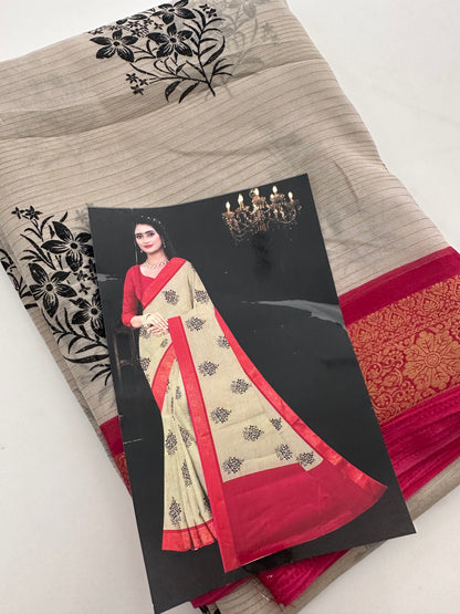 Fancy Cotton Chiffon Saree-J1