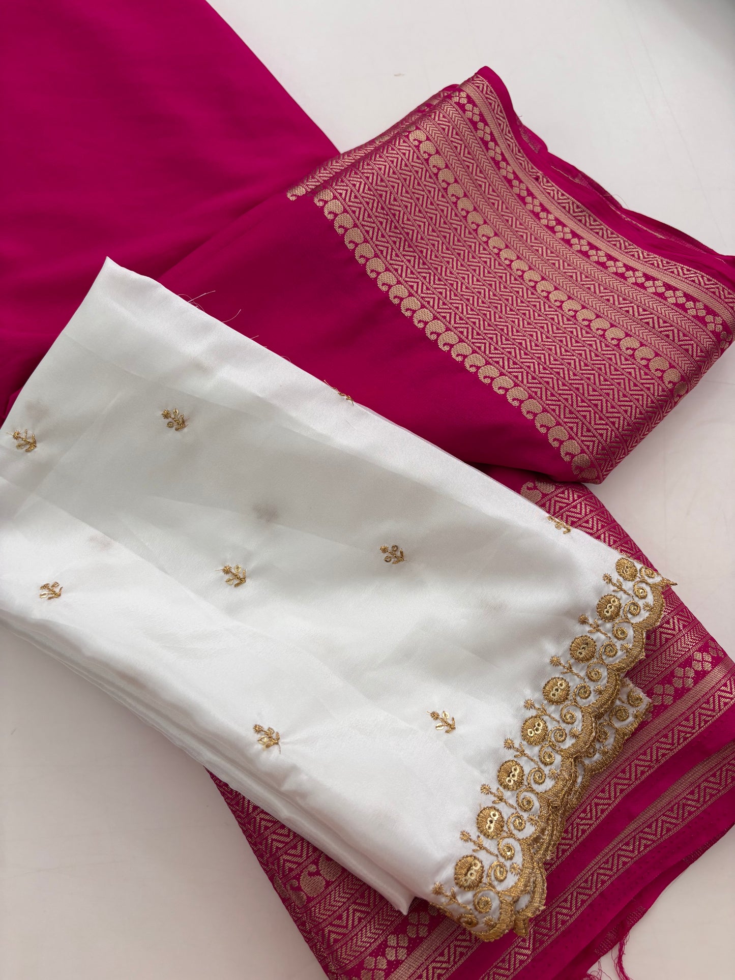 Premium crape silk white blouse extra