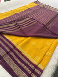 Semi Crepe Checks Saree - Yellow x Purple AU25
