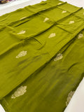 Viscose Banarsi Borderless,, all over buttas,, comes with contrast blouse piece,🌹-AU9
