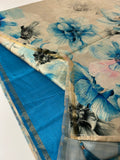 Digital floral Printed Tussar Saree,, contrast butti blouses🌹/- AU12