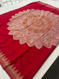Designer Saree - Red Crepe Georgette JU17