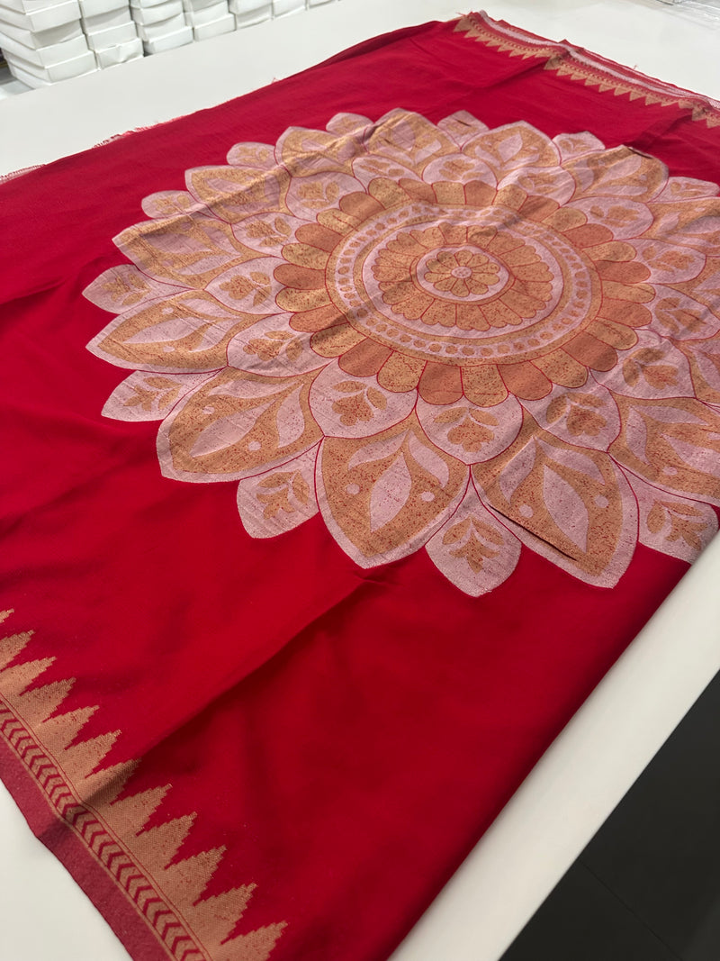 Designer Saree - Red Crepe Georgette JU17
