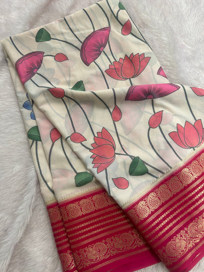 Floral Printed Semi Mysore Silk