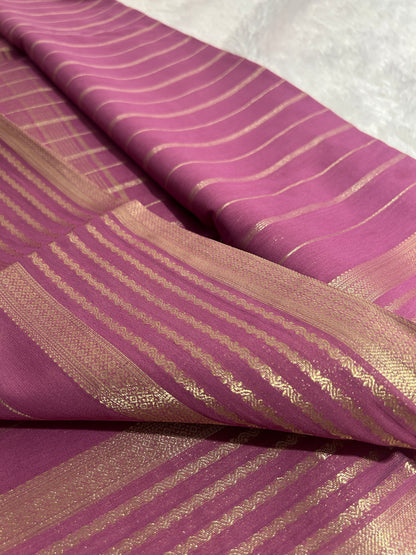 Striped All Self Semi Mysore Silk