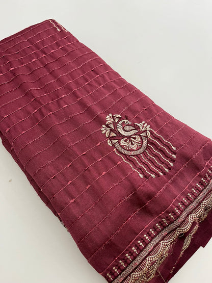 Tussar fancy embroidery buttas