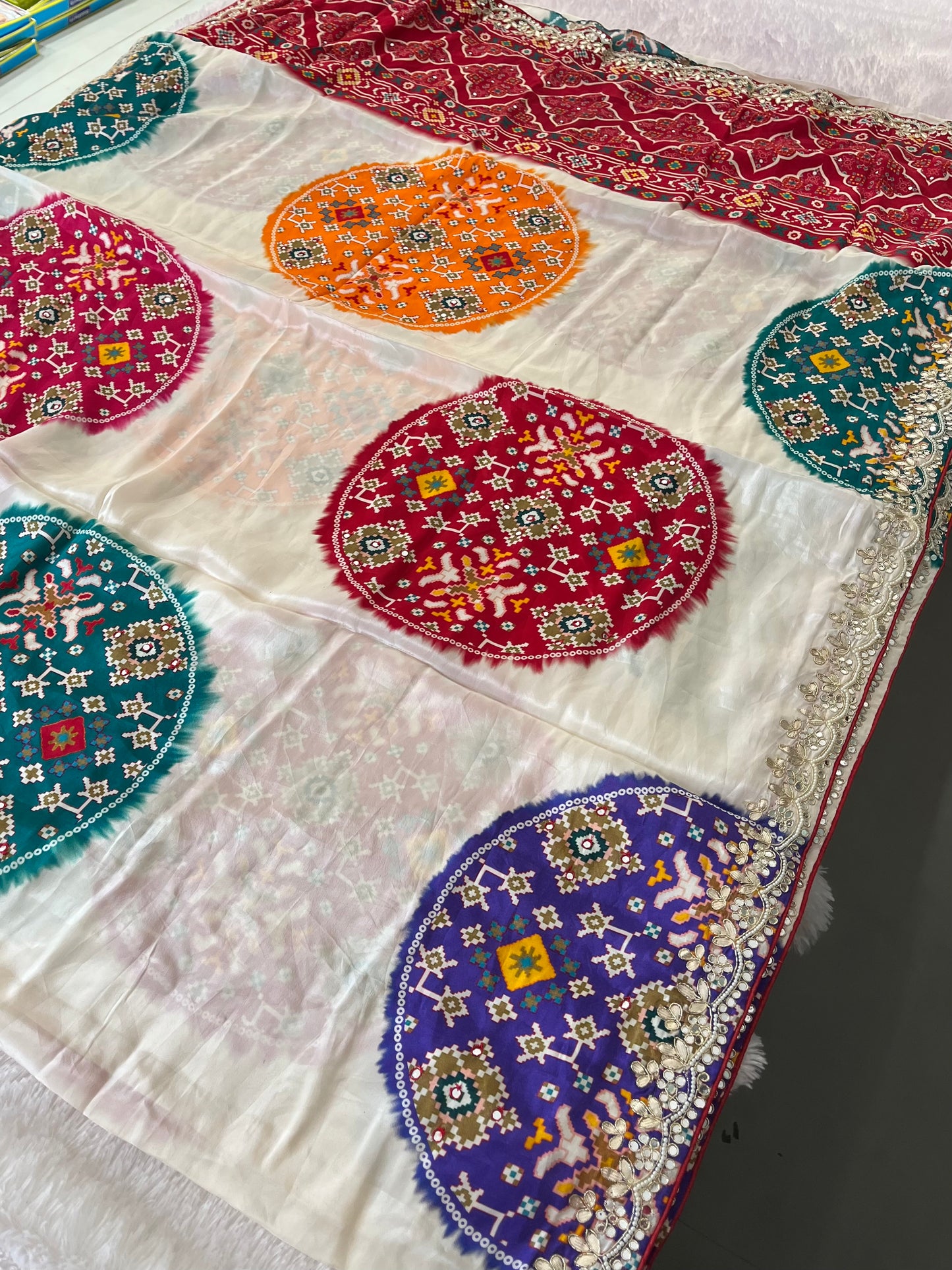 Bandhini Gota Work Gajji Silk Saree