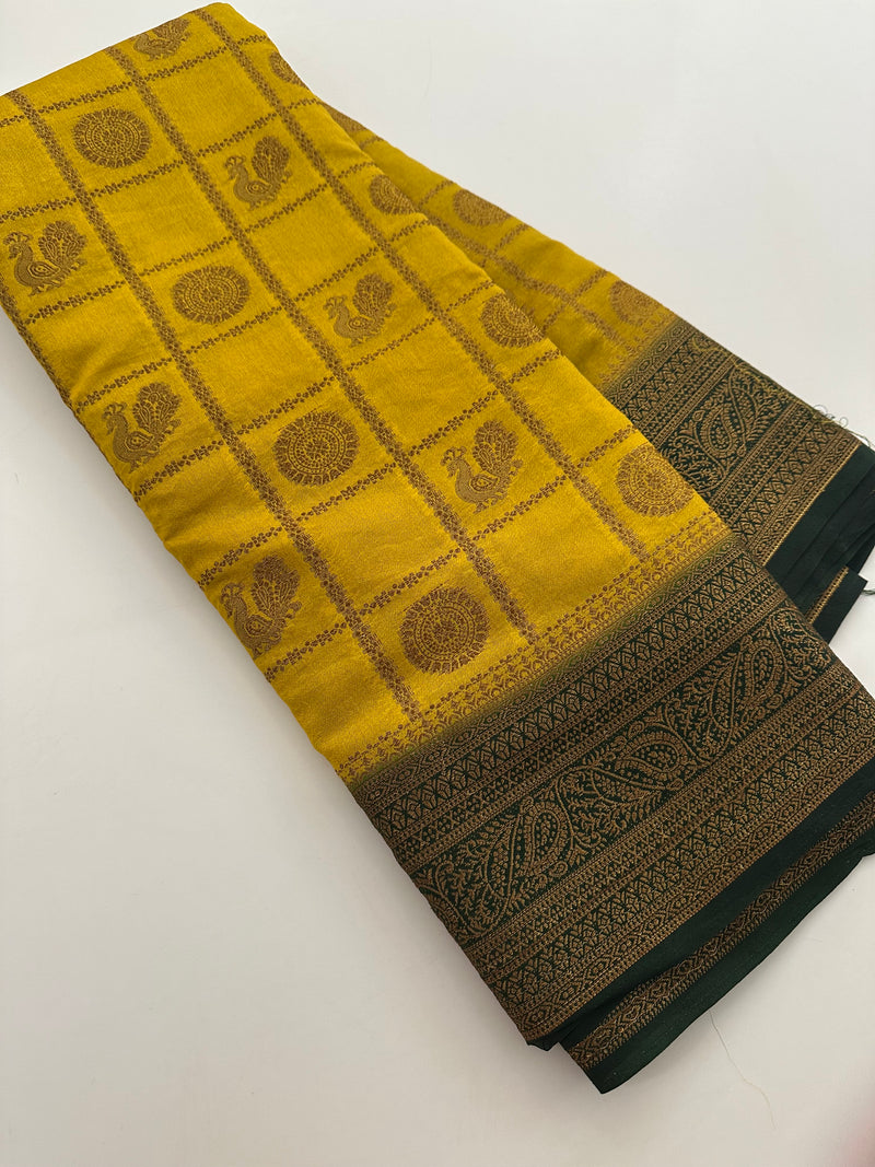 New collection in South Cotton Silk sarees for Varmahalaxmi with contrast matching blouse piece🌹-AU3