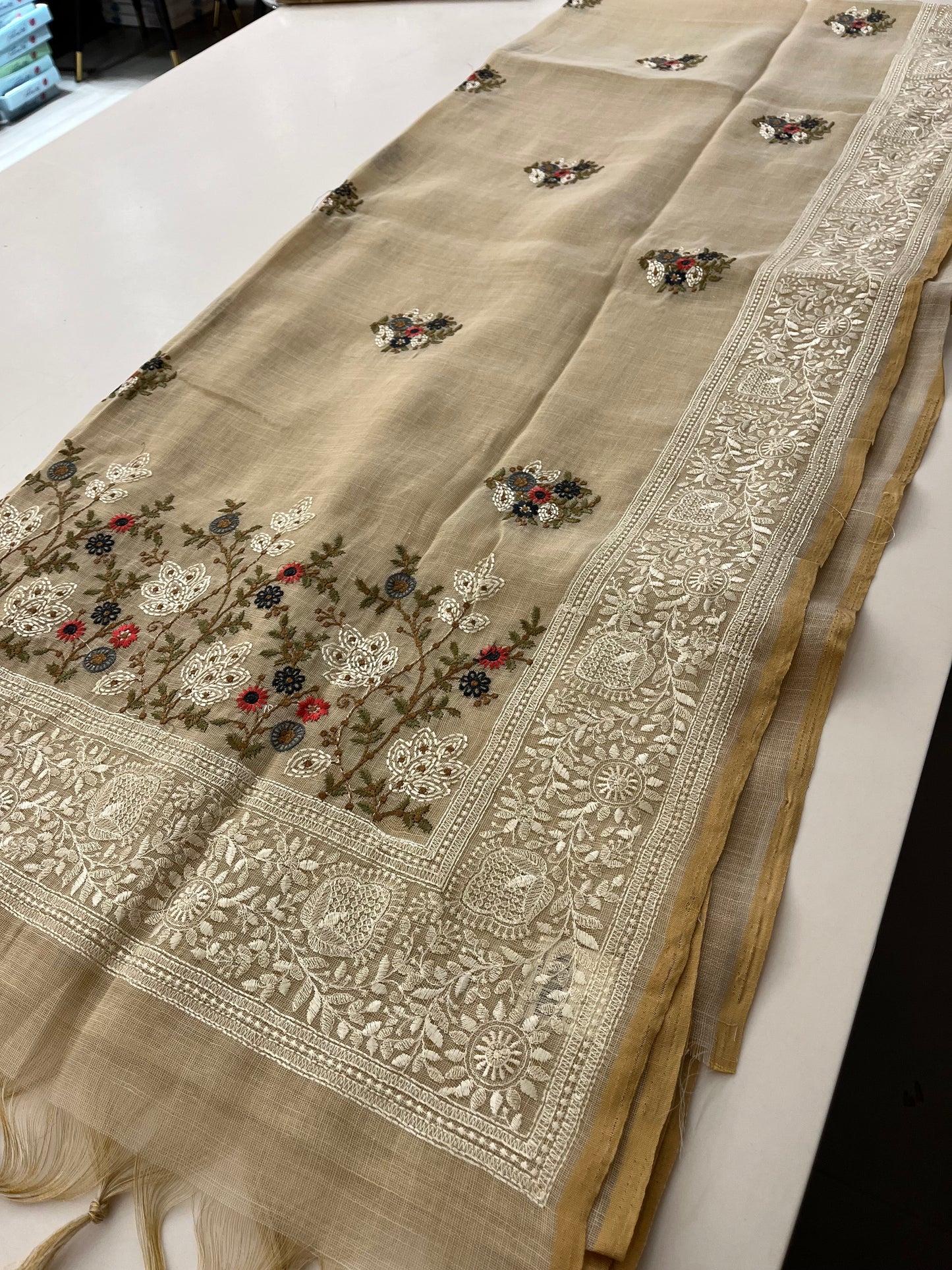 Linen cotton Fancy saree