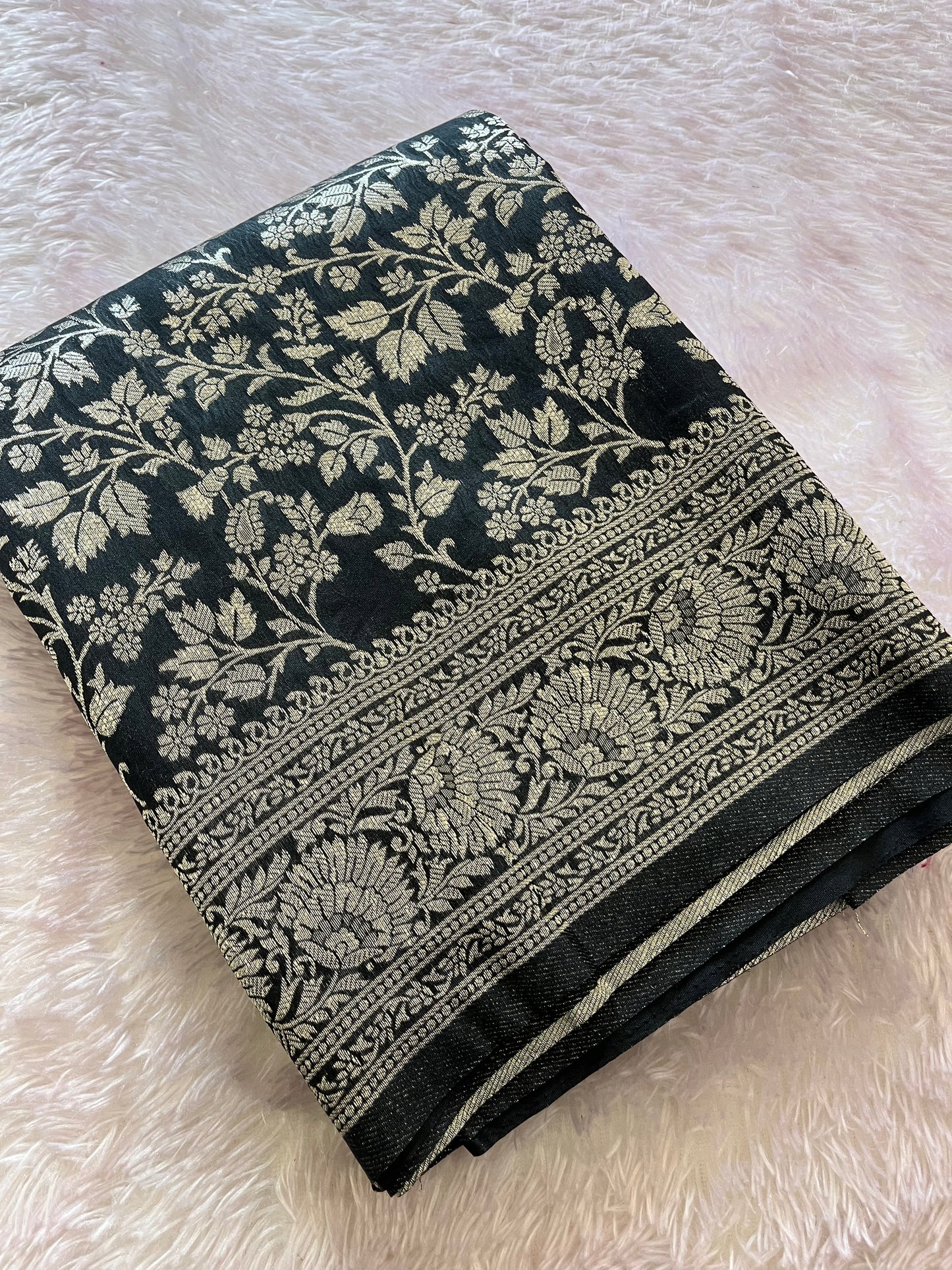 Tussar Silver Brocade