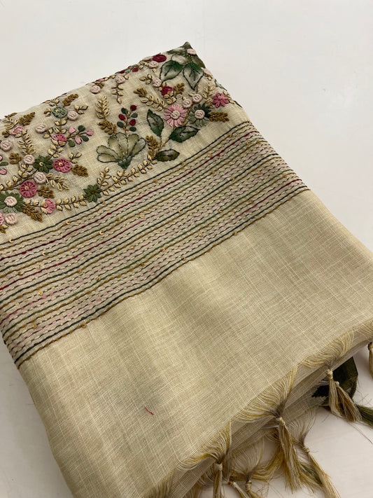 Linen designer embroidery