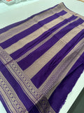 Banarasi crêpe sarees with contrast blouse piece🌹 comes in rich border and small Checks -AU6