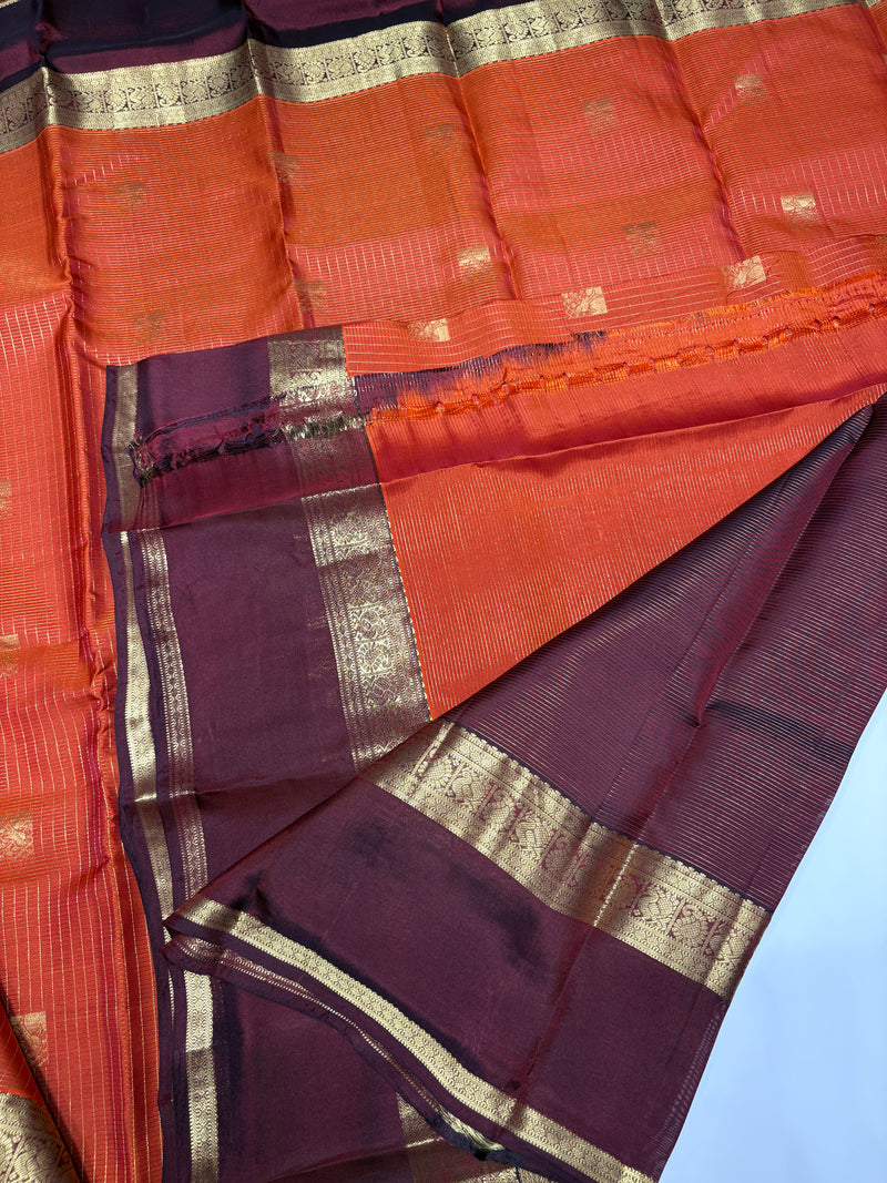 Silk Saree - Rust & Brown (CR21)