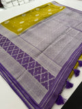 Traditional South Indian Style Crafred Pure Viscose Saree Distinguished by intricate weaving🌹 -JU15
