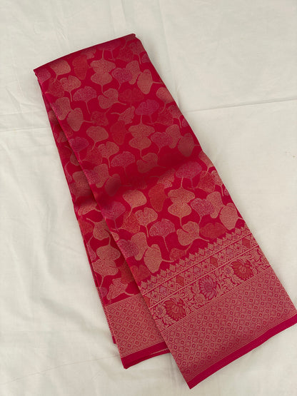 Rani Pink Soft Kanjeevaram Styles Zari Designer Saree