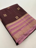 Semi Mysore Silk Checks Saree with Butta-AU16