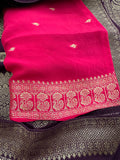 Wine x Pink Tussar Designer Saree with Mango Butta All Over JU24
