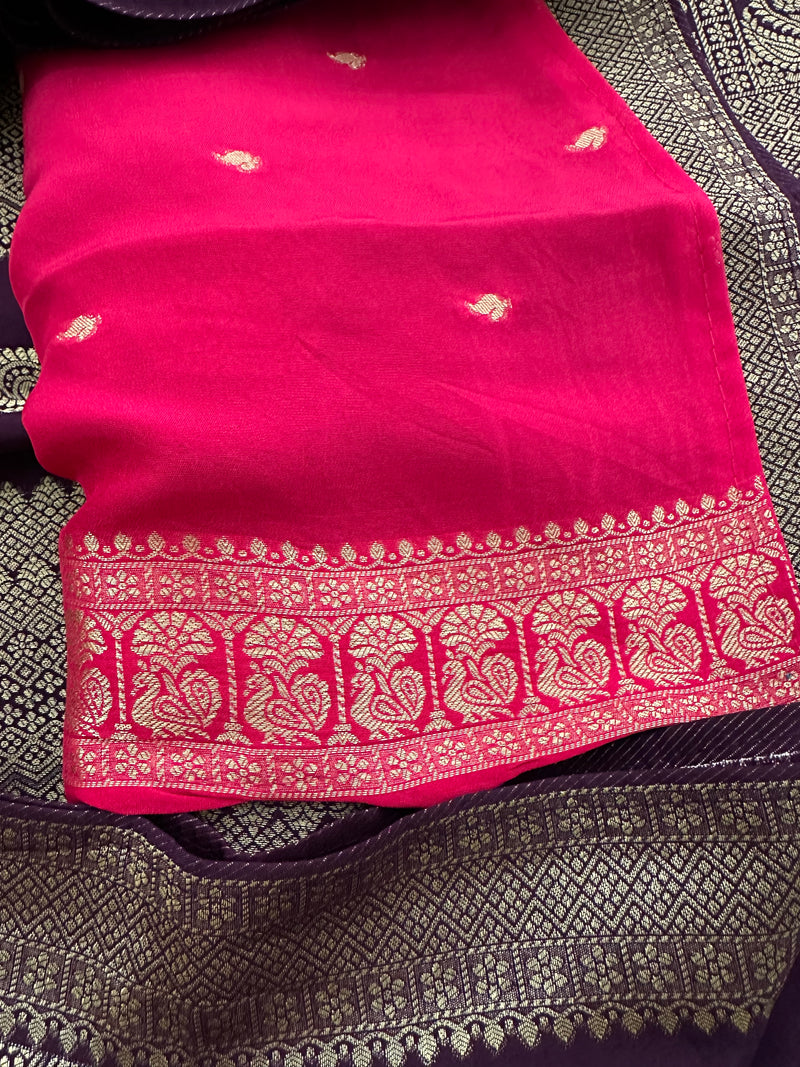 Wine x Pink Tussar Designer Saree with Mango Butta All Over JU24