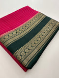 Banarsi Viscose Sarees in contrast border and contrast blouse piece comes in checkered pattern 🌹- AU-17