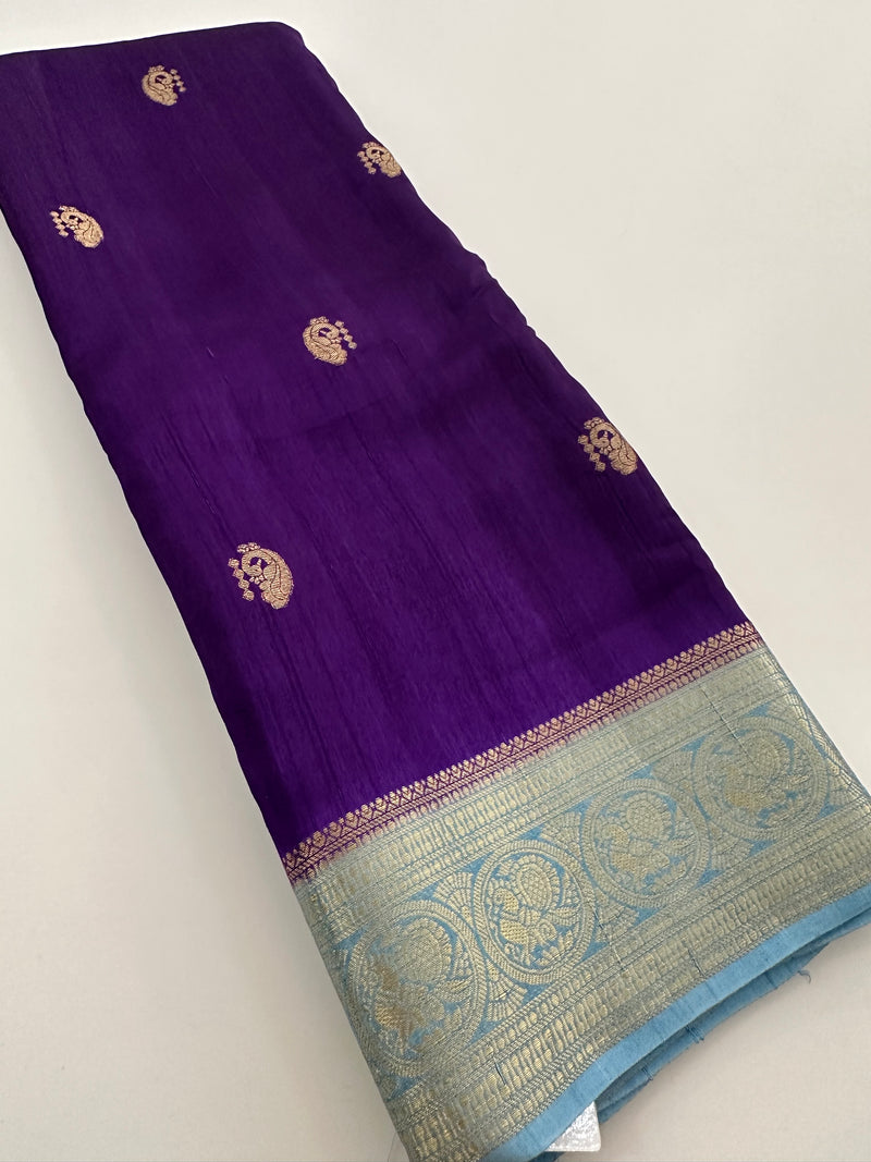 Tussar Fancy Saree in New Contrast Borders🌹- AU-17