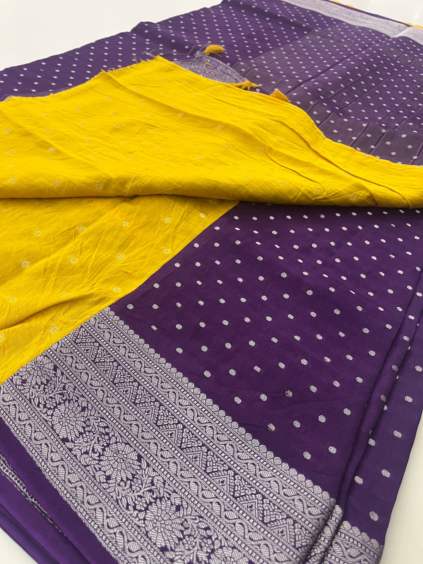 Banarsi Crape Silver Butties