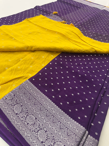 Banarsi Crape Silver Butties