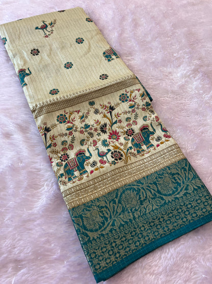 Tussar fancy saree printed