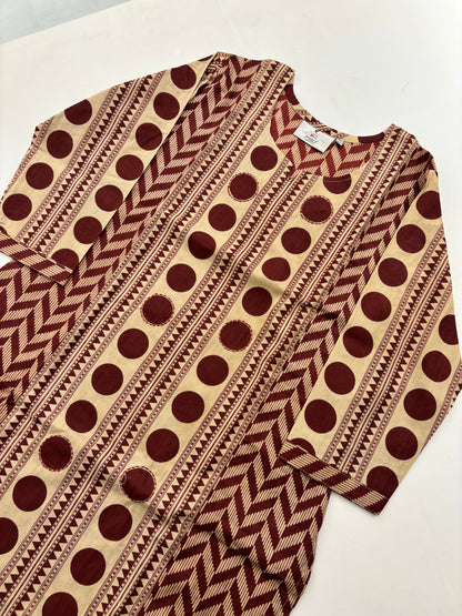 60s Camric Discharge Print With Doriya Dupatta Set