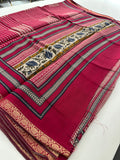 Soft Lightweight Printed Cotton Saree - Maroon Abstract Print - AU27